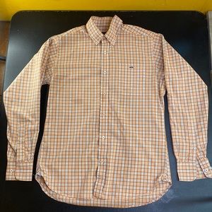 Orange plaid Fish Hippie button down